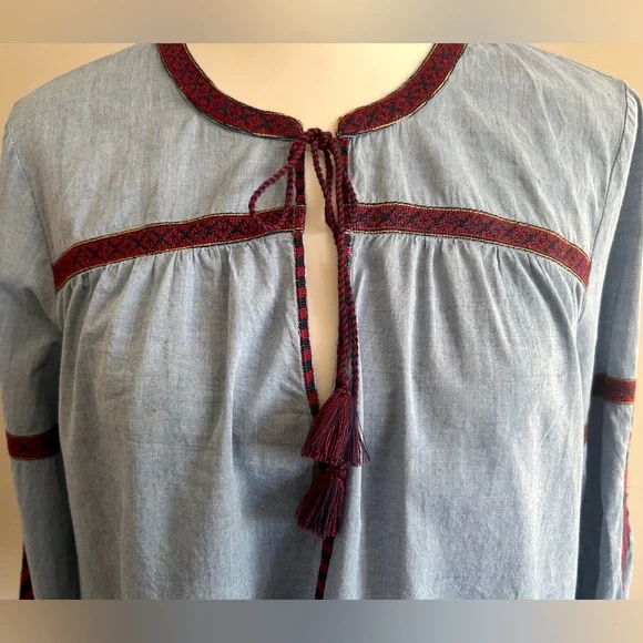 Joie “Marlen” Chambray Blouse w/ Embroidery. - Picture 7 of 13